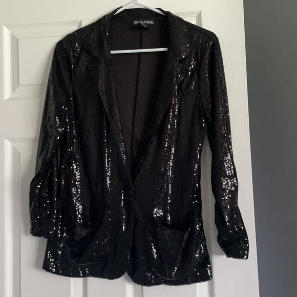 Black Sequin Blazer - Picture 2 of 4
